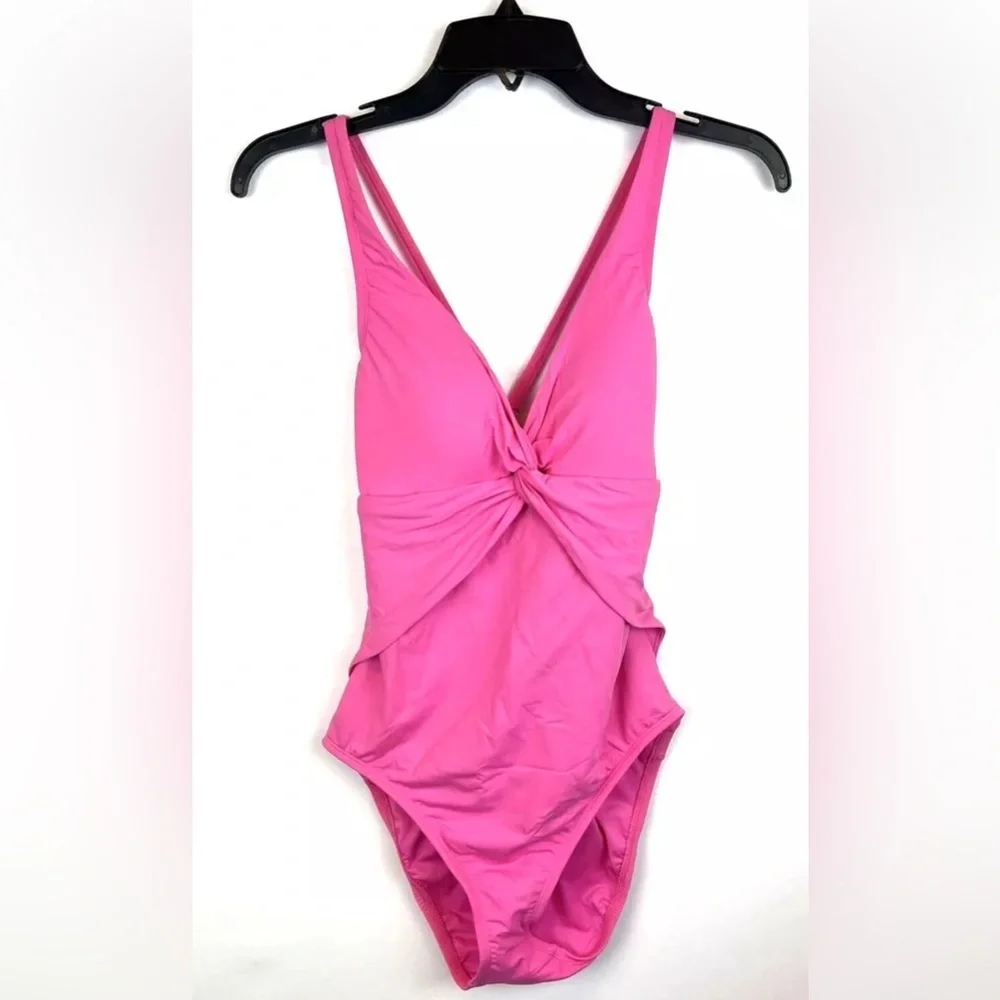 Bleu Rod Beattie Women’s Pink Twist Front One Piece Swimsuit Size 8